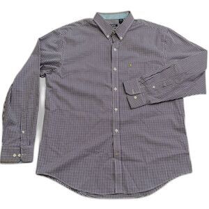 IZOD Men's Bl/Wh Check Shirt Button Up LARGE Natural Stretch Long Sleeve NWOT